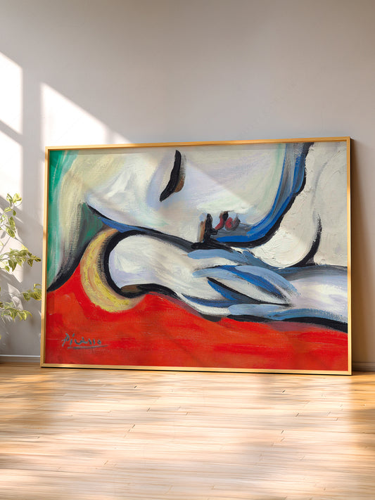 Pablo Picasso Le Repos wall art print displayed in a bright modern living room