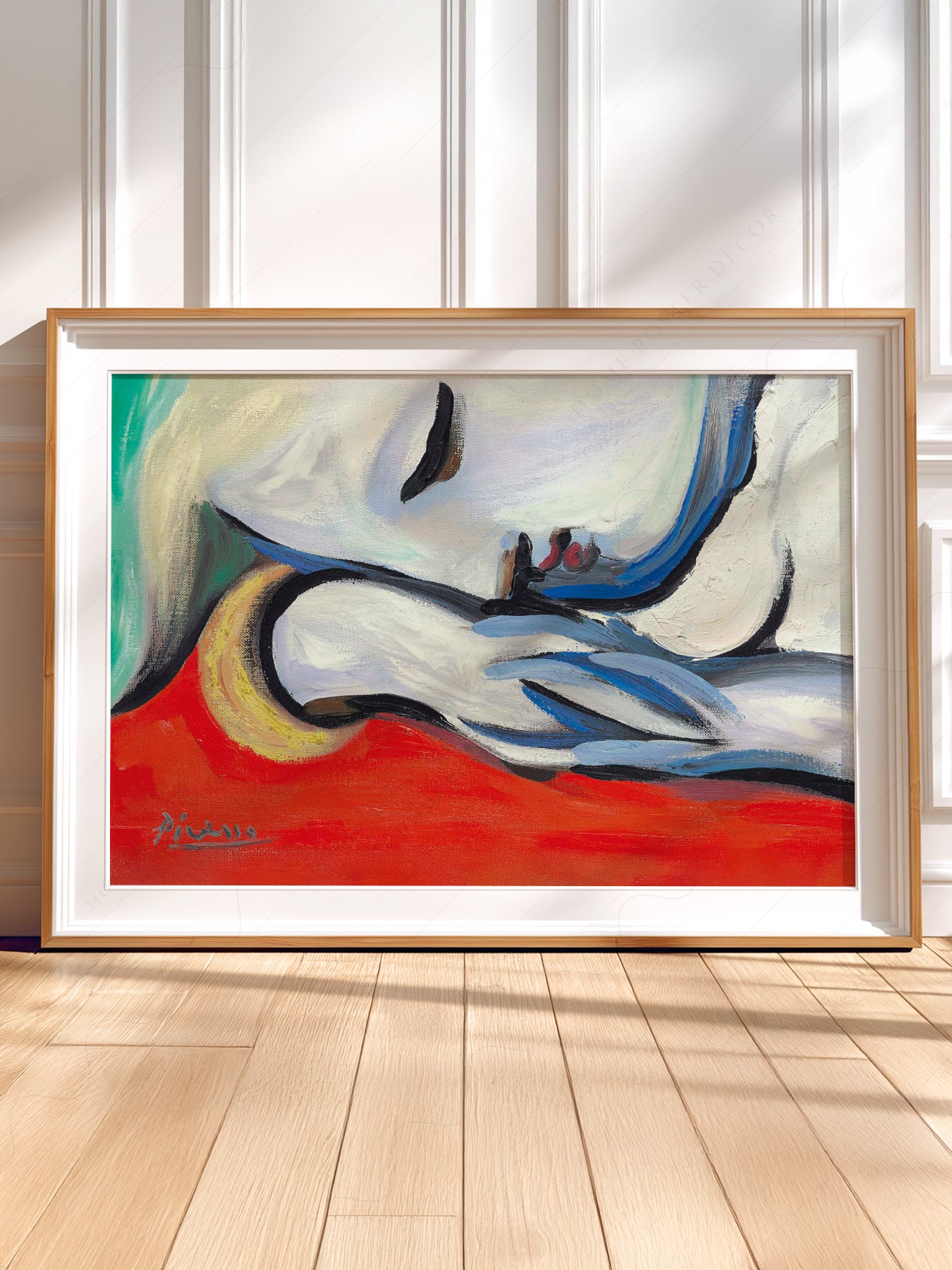 Pablo Picasso wall art in a cozy home study or reading room