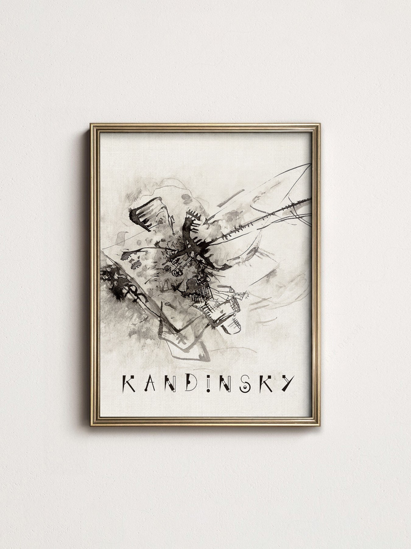 Wassily Kandinsky Abstract Ink Drawing Print – Modern Wall Art Poster