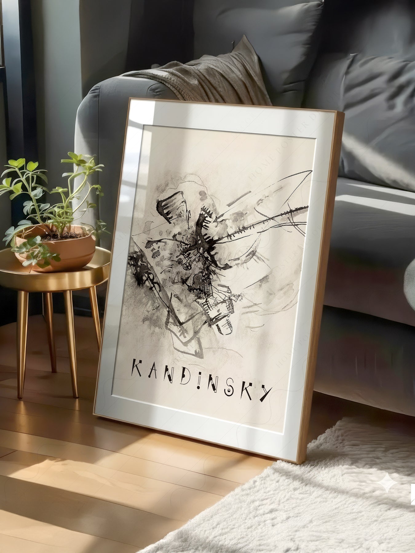 Wassily Kandinsky Abstract Ink Drawing Print – Modern Wall Art Poster