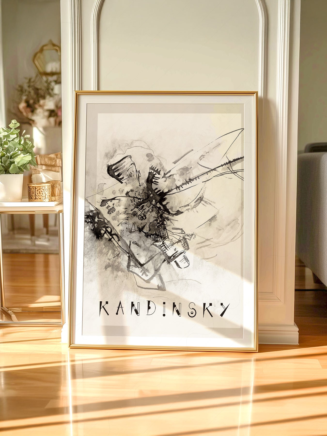 Gallery wall featuring Wassily Kandinsky Abstract Ink Drawing fine art print