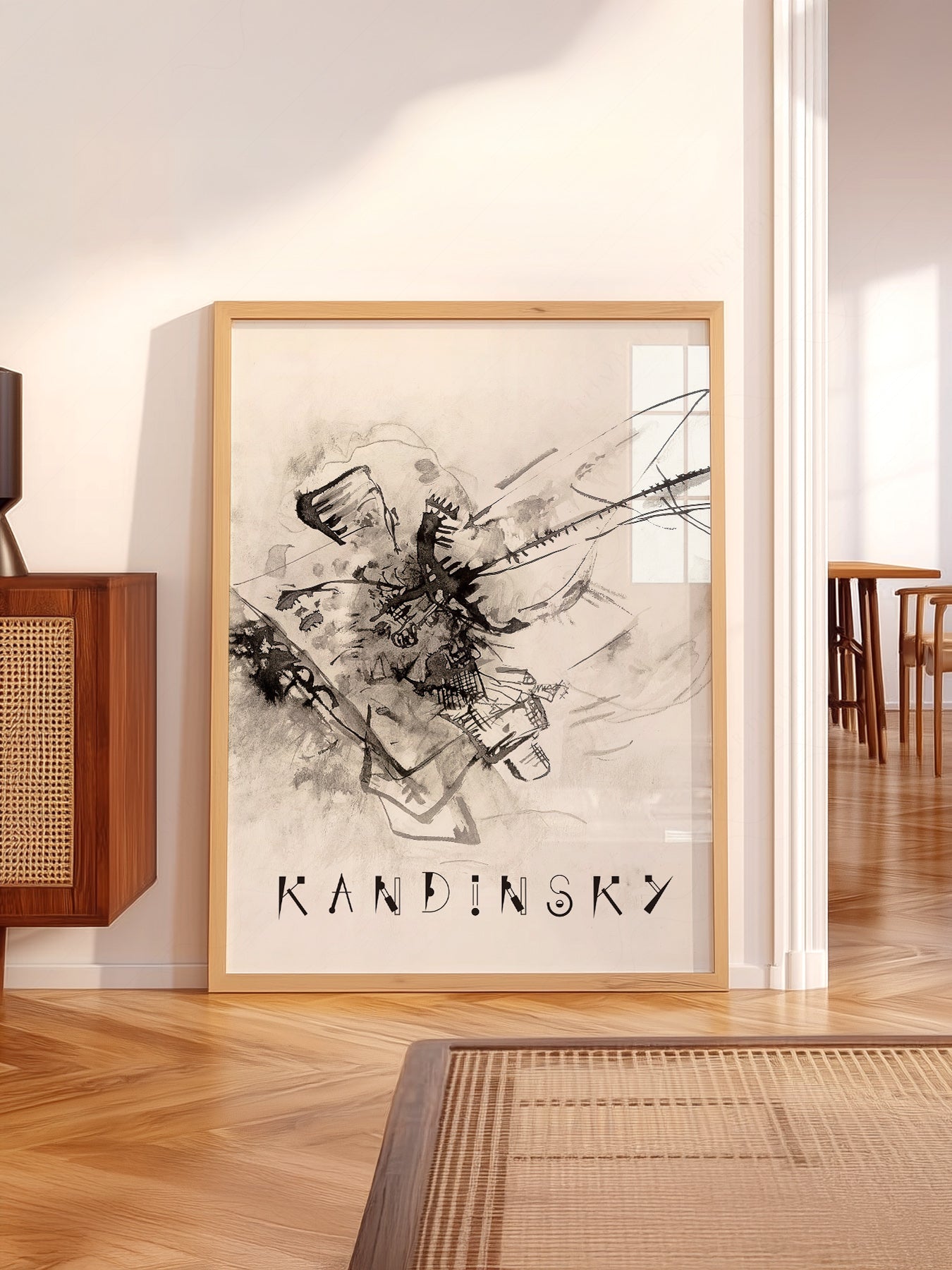 Wassily Kandinsky wall art in a cozy home study or reading room