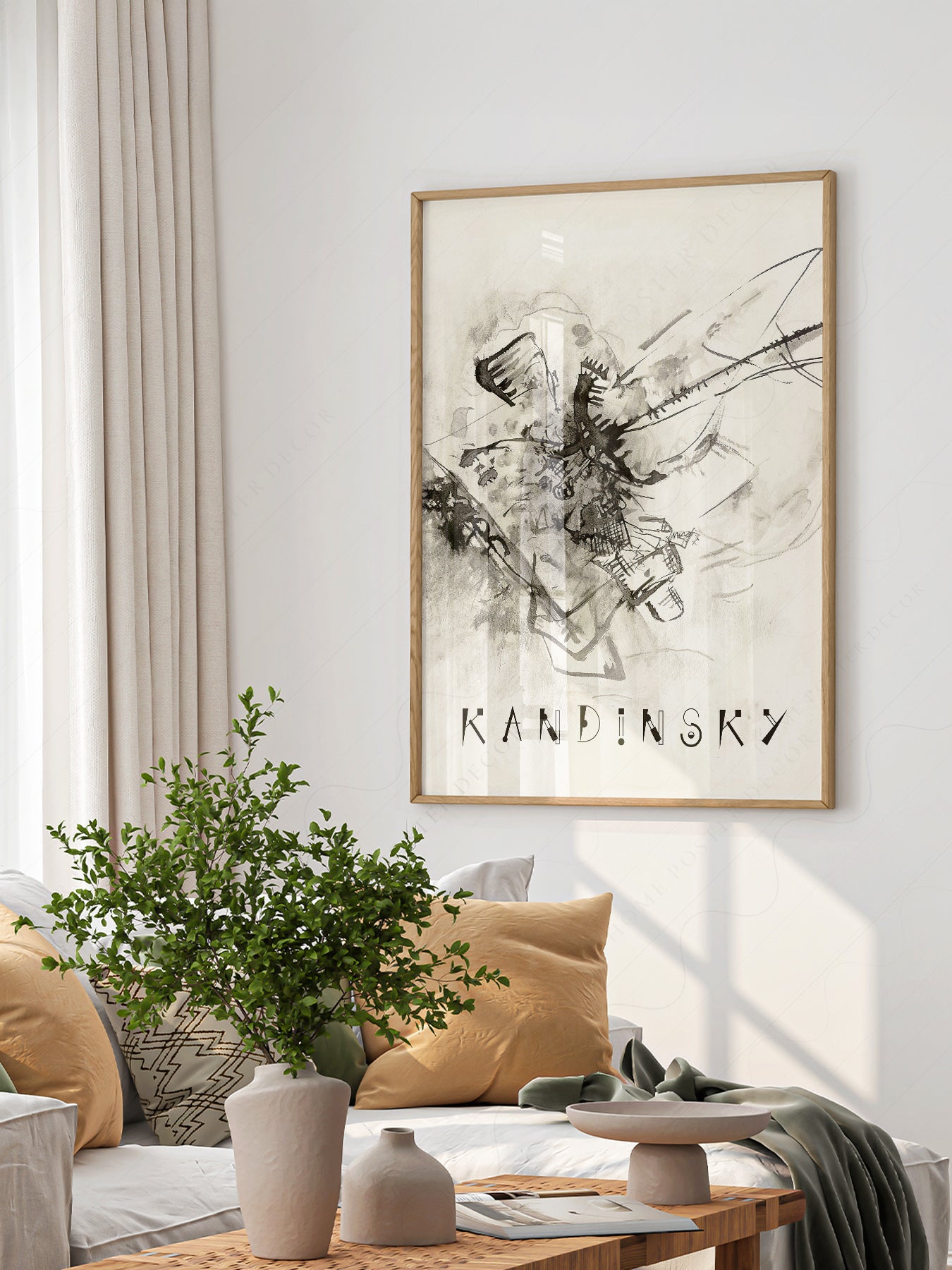 Close-up of Wassily Kandinsky Abstract Ink Drawing archival print on Premium Matte Paper