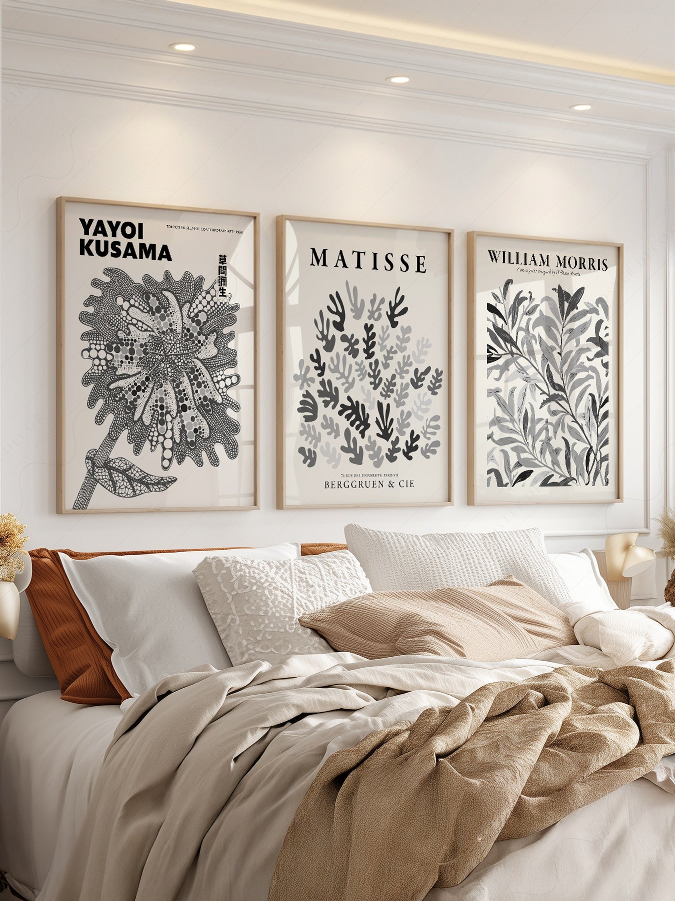 Matisse Kusama William Morris Set of 3 Prints – Black – museum quality art print