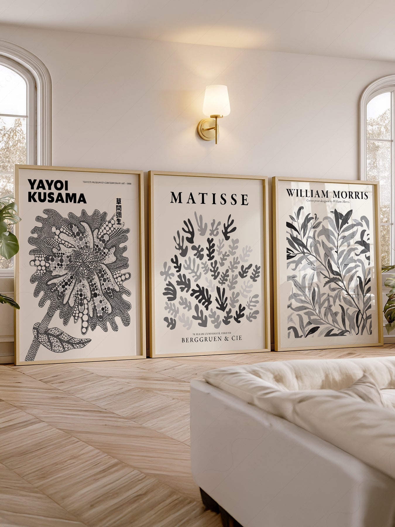 Matisse Kusama William Morris Set of 3 Prints – Black – classic art print reproduction
