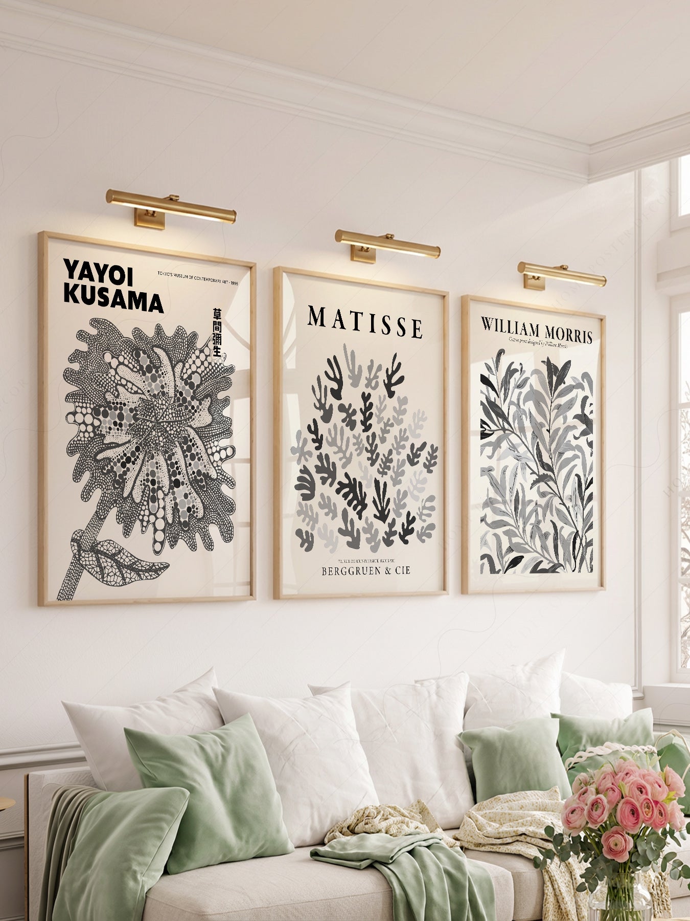 Matisse Kusama William Morris Set of 3 Prints – Black – archival paper art print