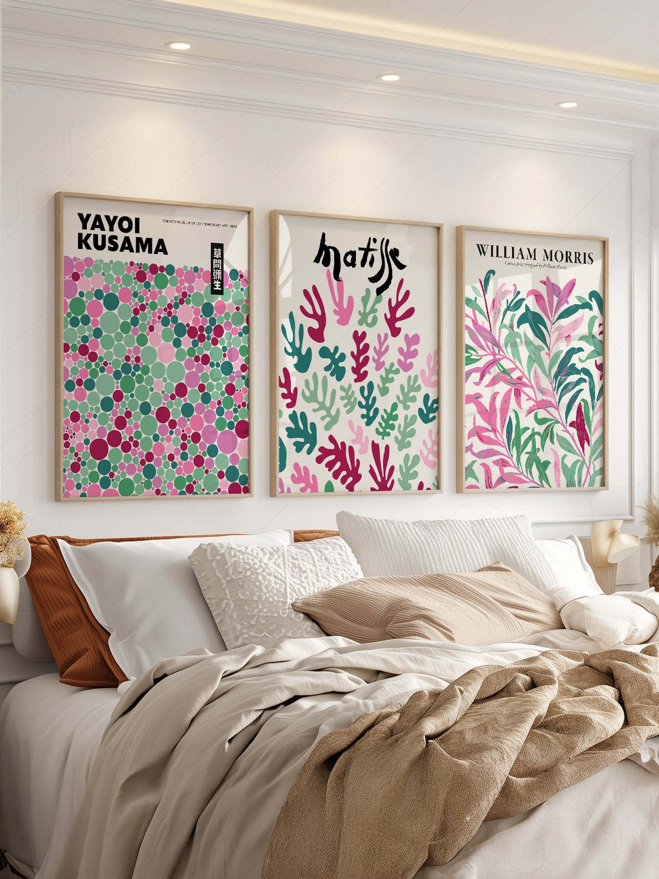 Matisse Kusama Morris Set of 3 Prints – Pink Green – museum quality art print