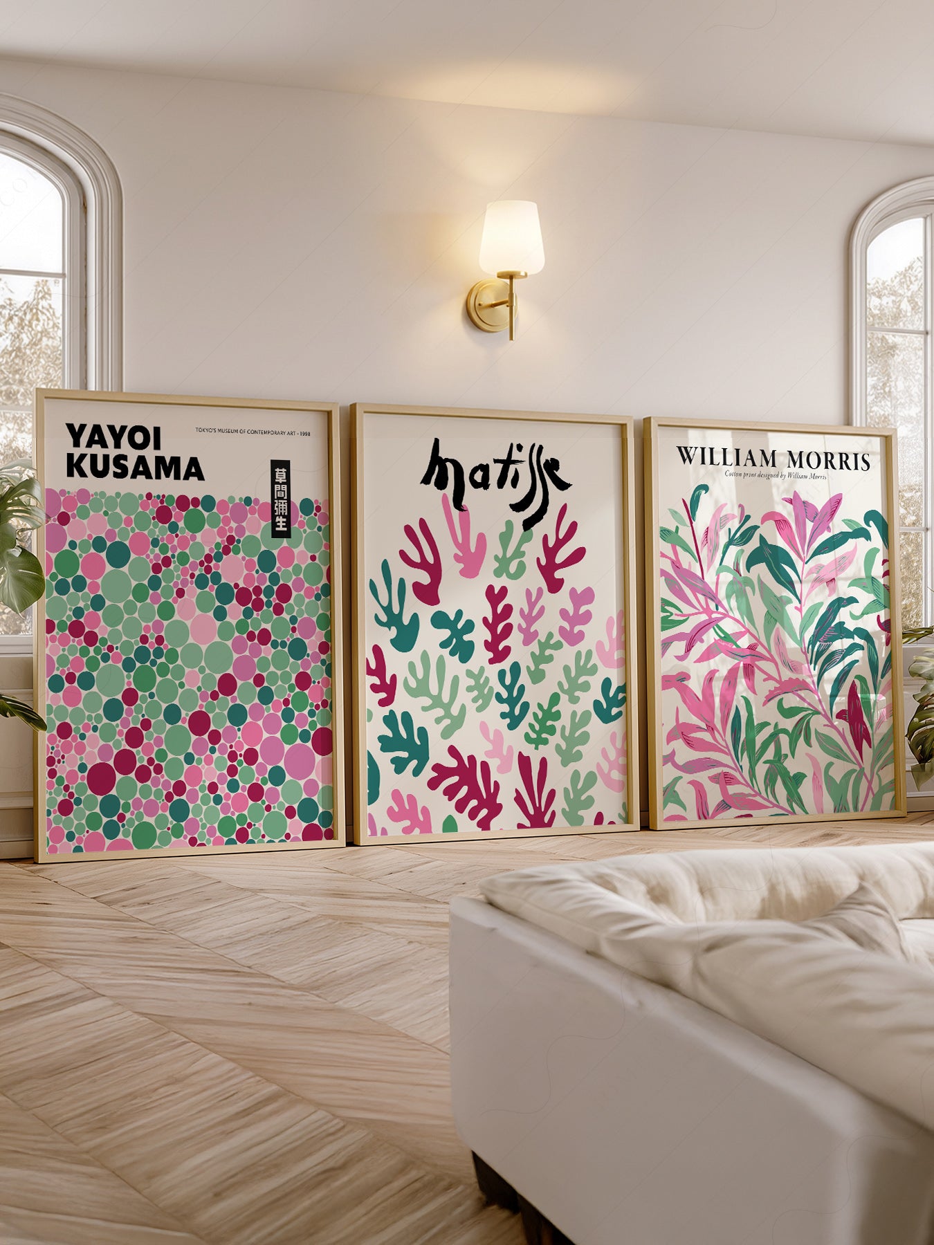 Matisse Kusama Morris Set of 3 Prints – Pink Green – classic art print reproduction