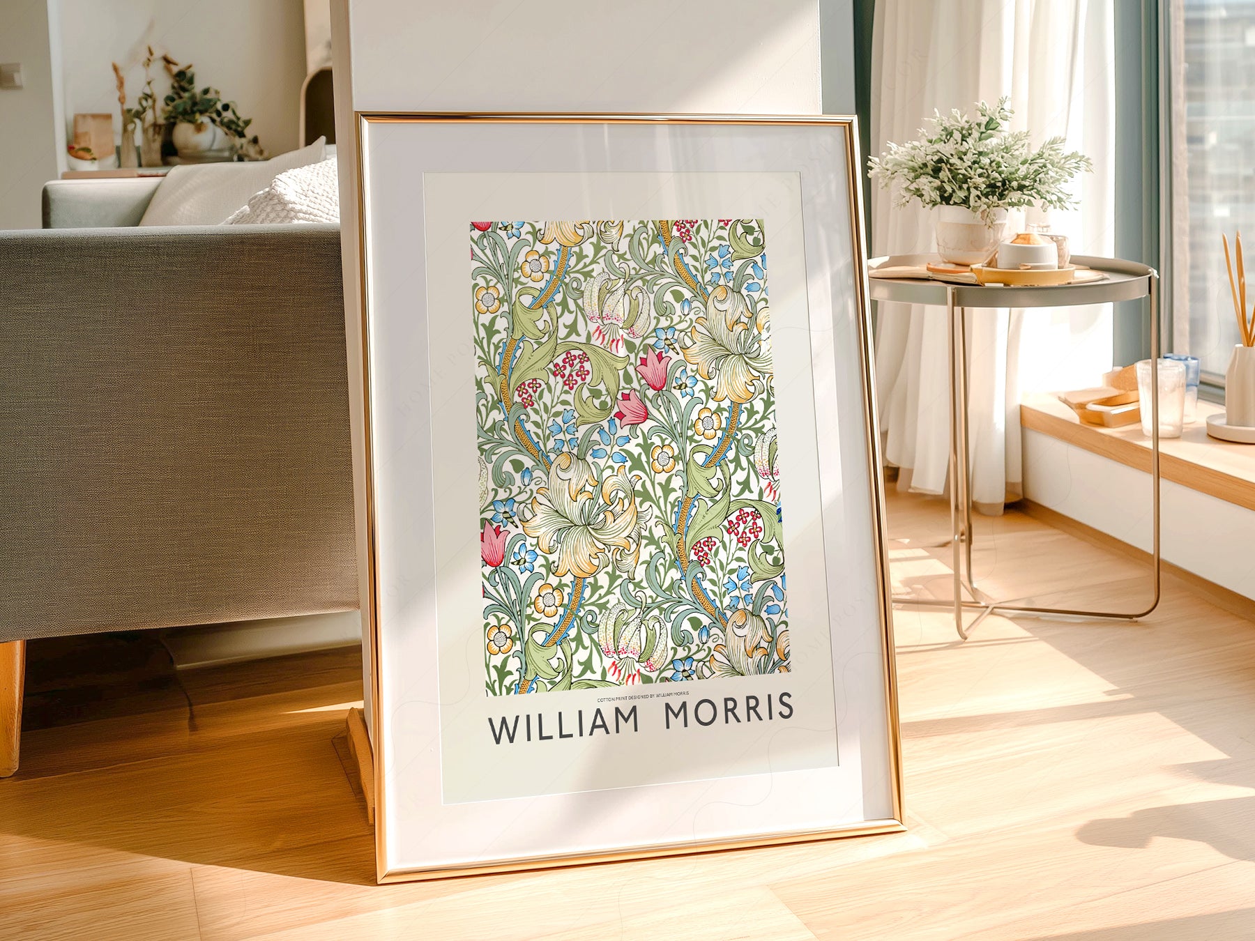 Close-up of William Morris Golden Lily archival print on Premium Matte Paper
