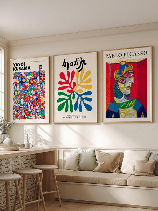 Matisse Kusama Picasso Set of 3 Prints – Modern – fine art print wall decor