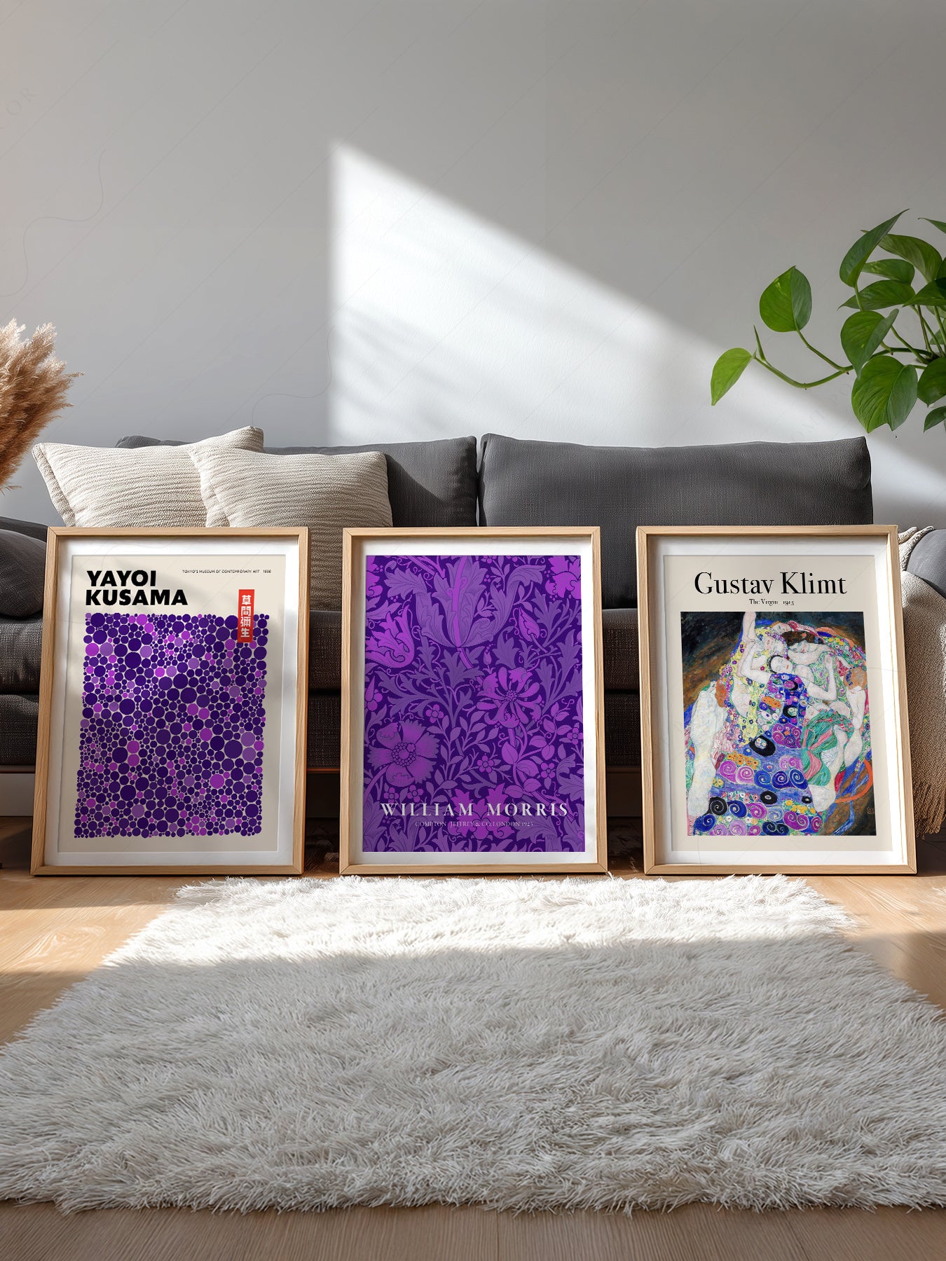 Purple Gallery Wall Set of 3 Prints – Kusama Morris – gallery wall art poster