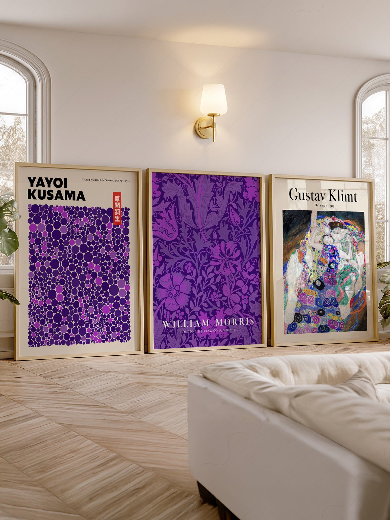 Purple Gallery Wall Set of 3 Prints – Kusama Morris – classic art print reproduction