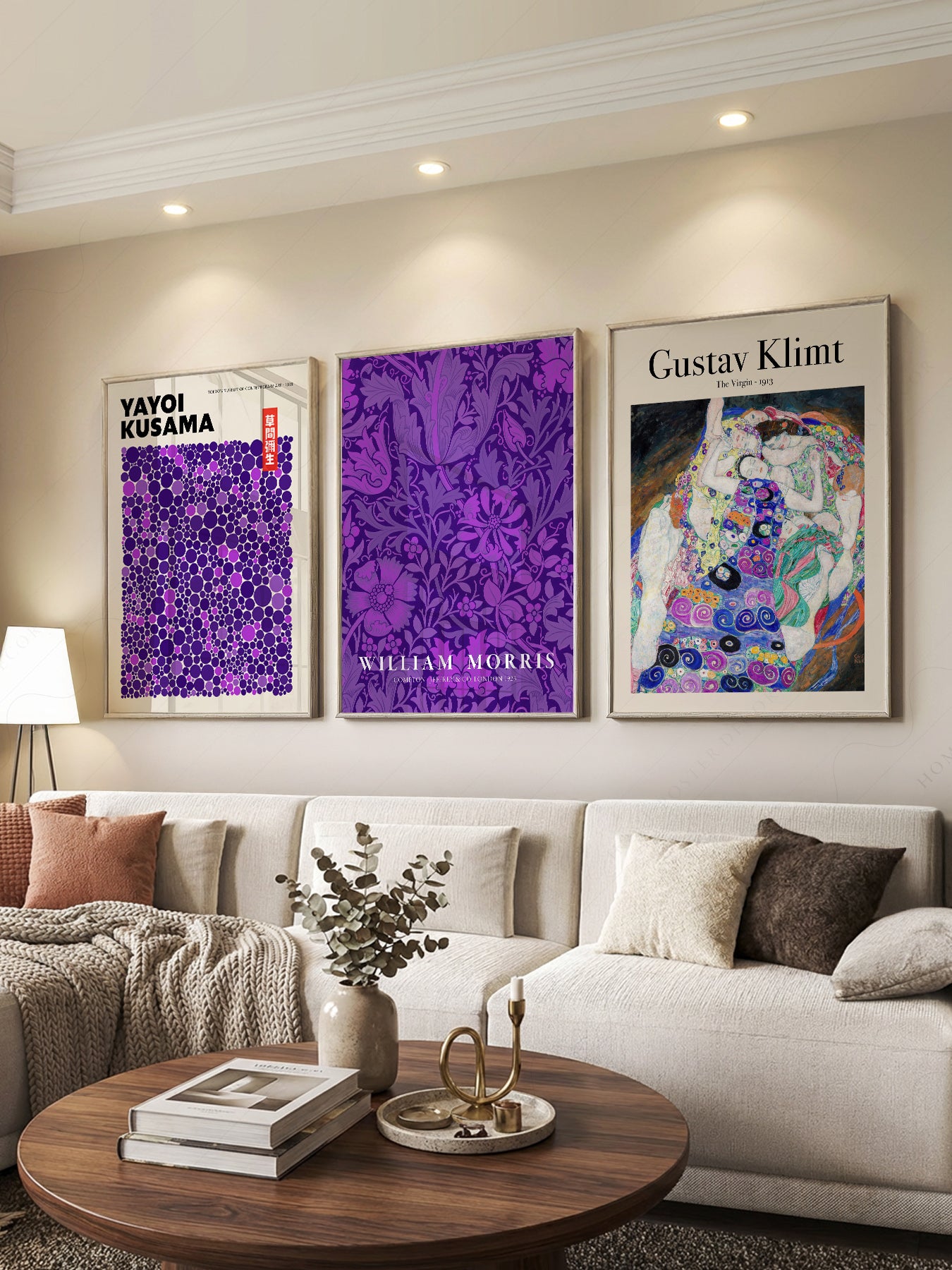 Purple Gallery Wall Set of 3 Prints – Kusama Morris – art poster for living room