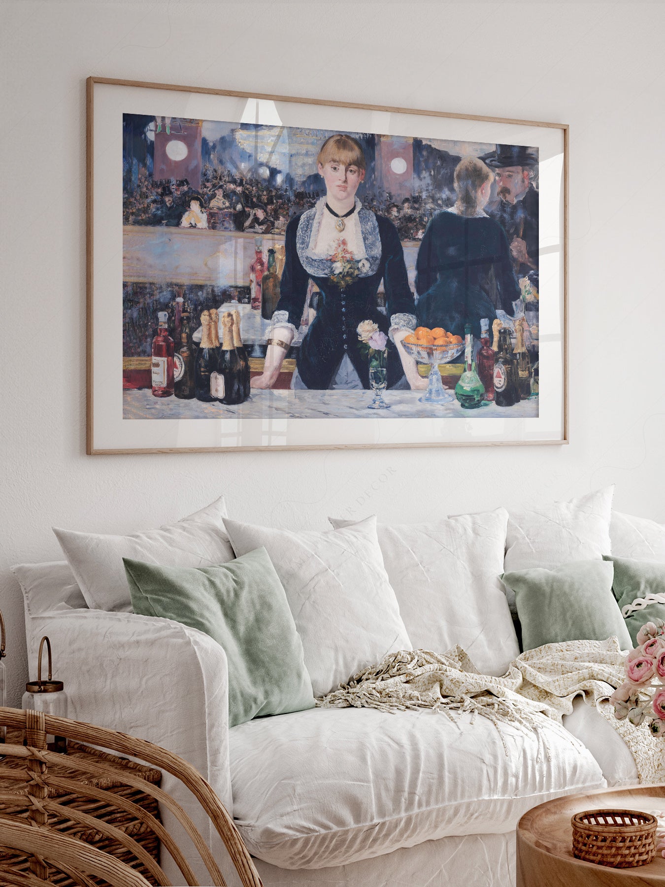 Édouard Manet A Bar at the styled in a Scandinavian bedroom