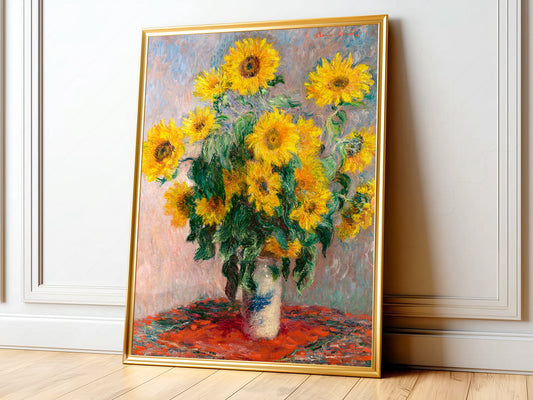 Claude Monet Poster, Bouquet of Sunflowers, Floral Wall Decor