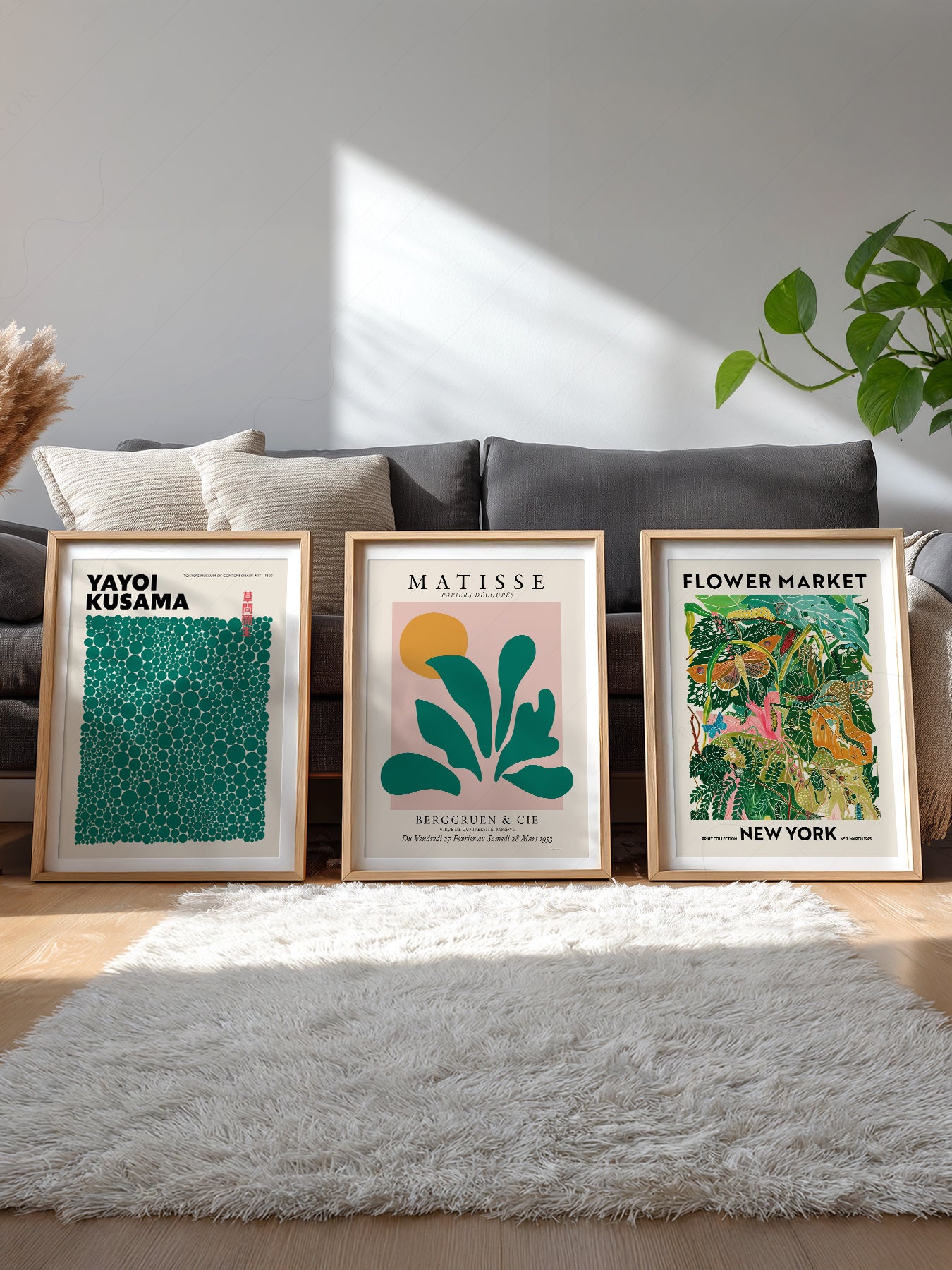 Gallery wall featuring Matisse Kusama Gallery Wall Set of 3 fine art print