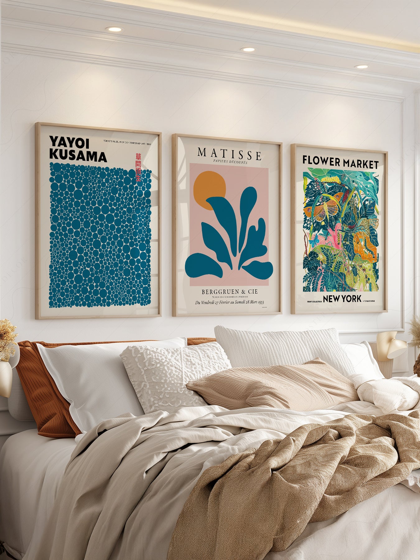 Teal Gallery Wall Set – Matisse Kusama Flower Market – museum quality art print