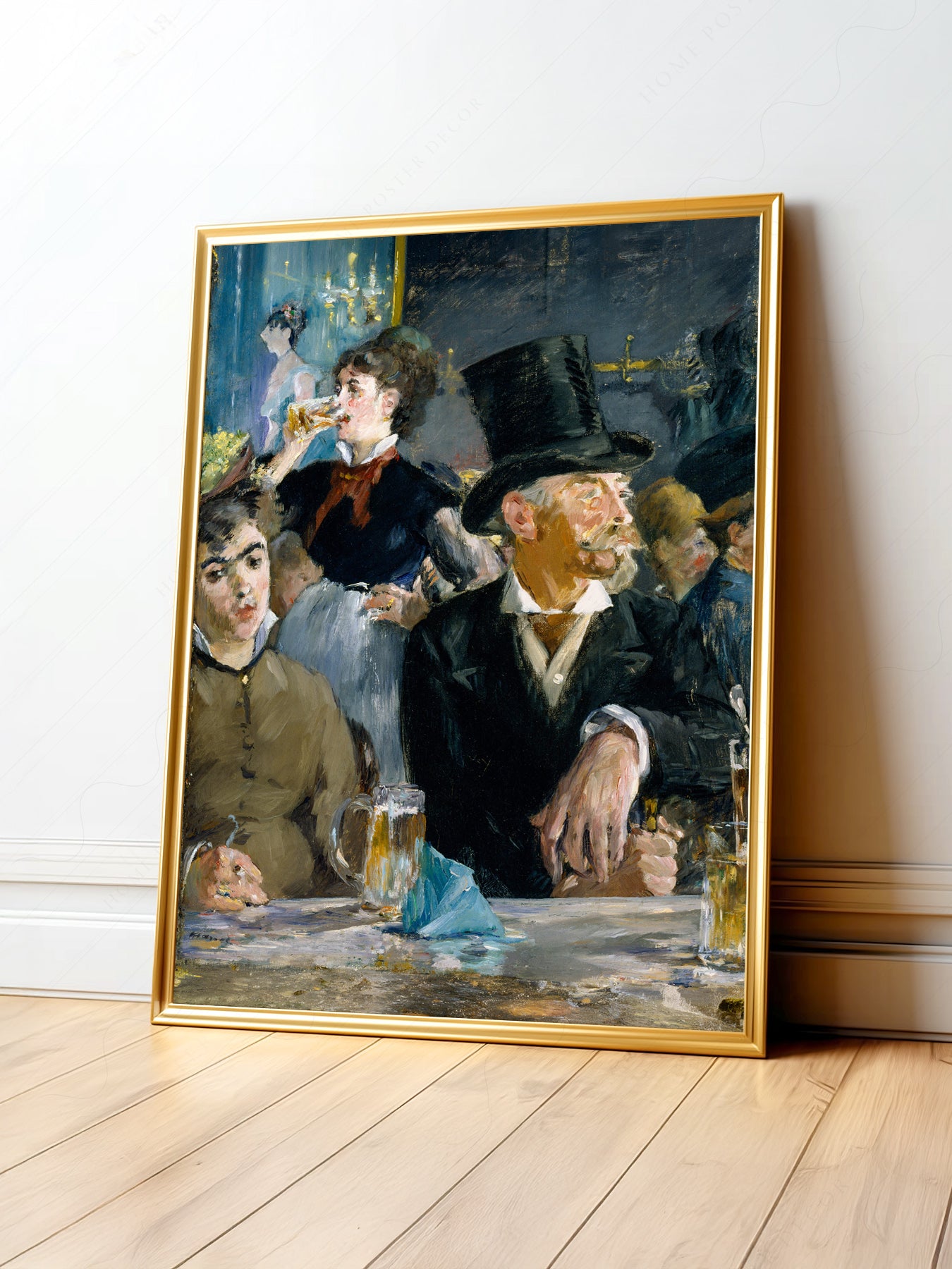 Edouard Manet At the Café Impressionist art print depicting a lively Paris bar scene as wall art.