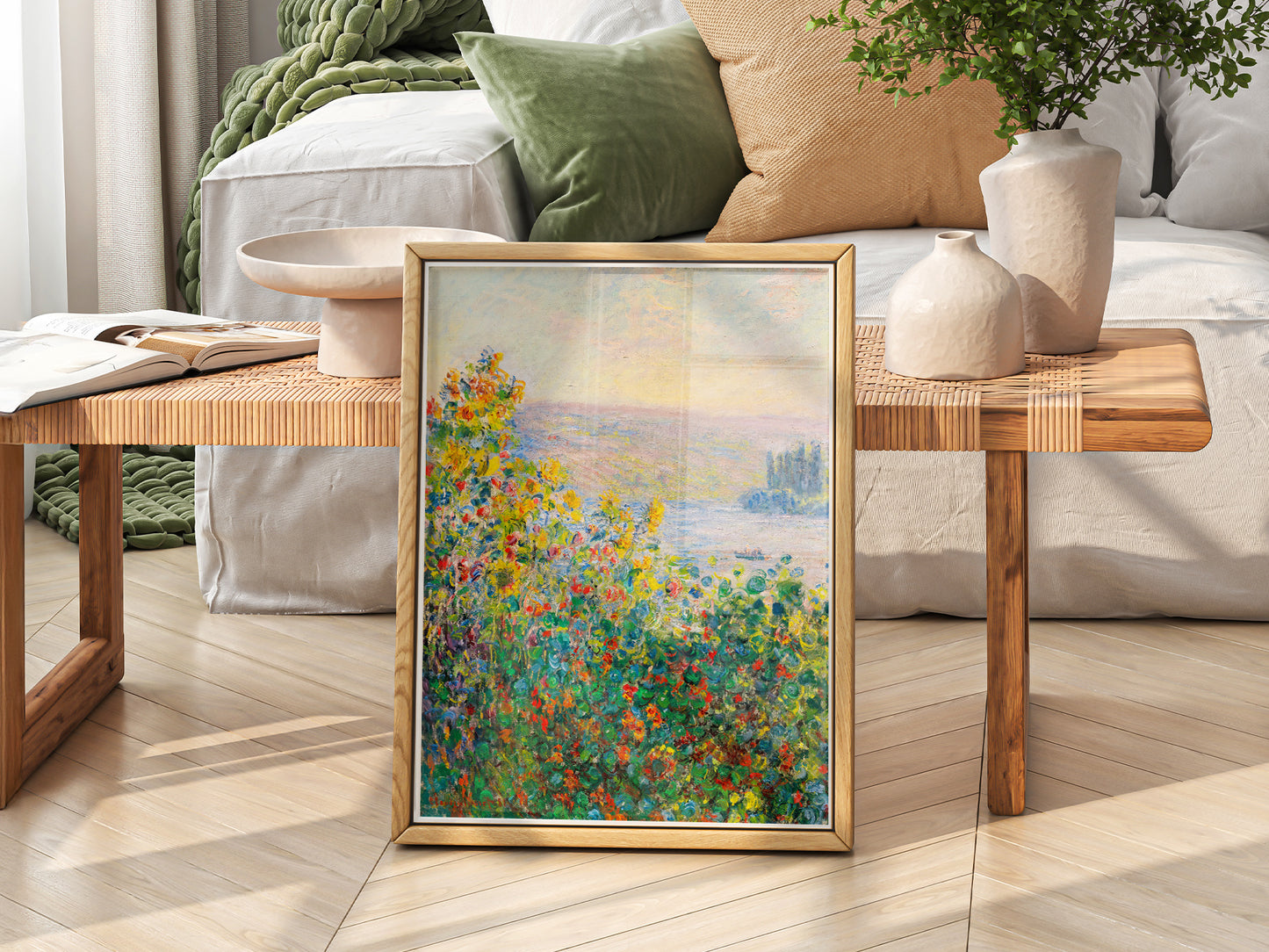 Claude Monet, Flower Beds at Vétheuil, Poppy Field, Famous Painting