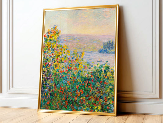 Claude Monet, Flower Beds at Vétheuil, Poppy Field, Famous Painting