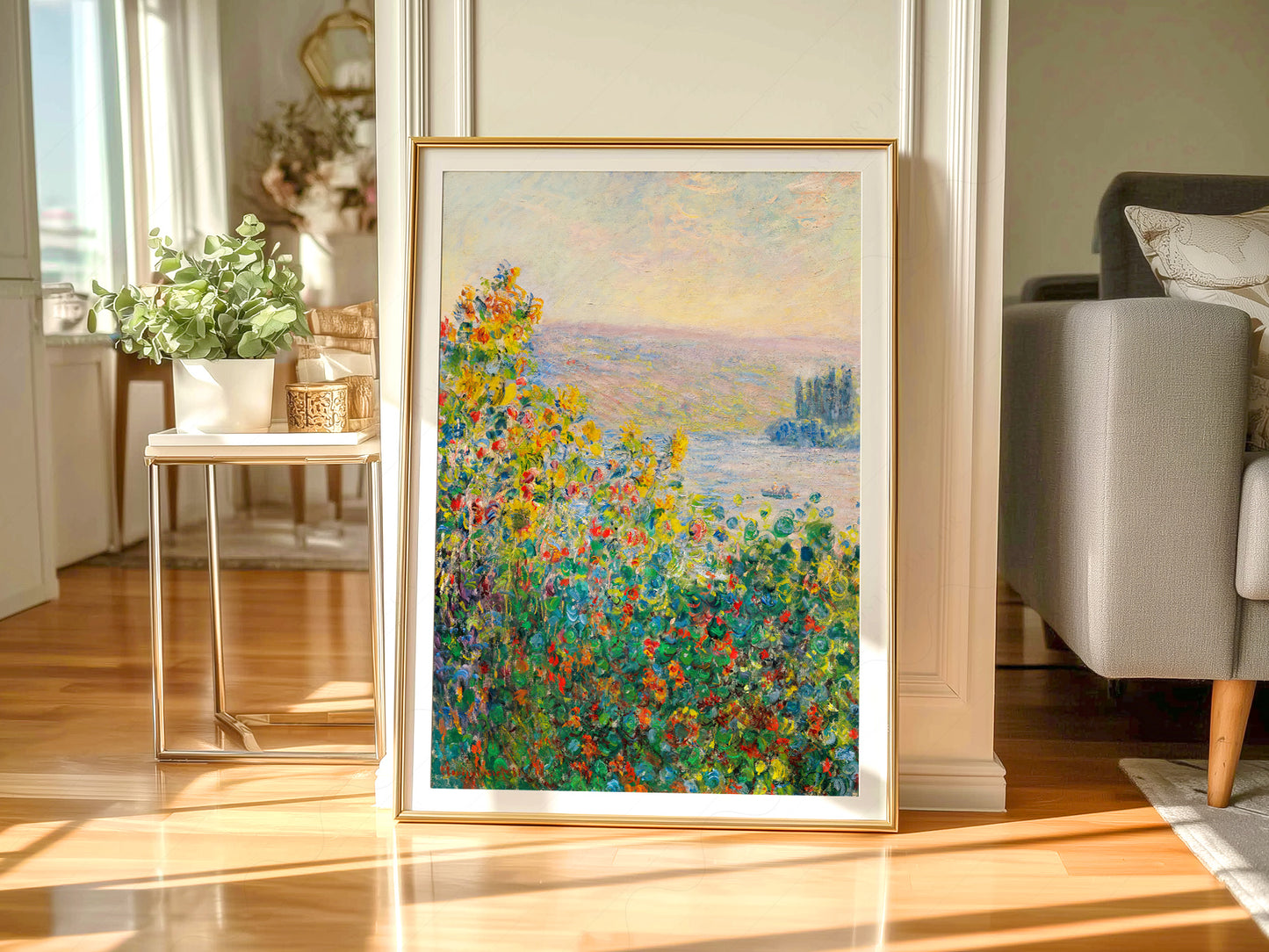 Claude Monet, Flower Beds at Vétheuil, Poppy Field, Famous Painting