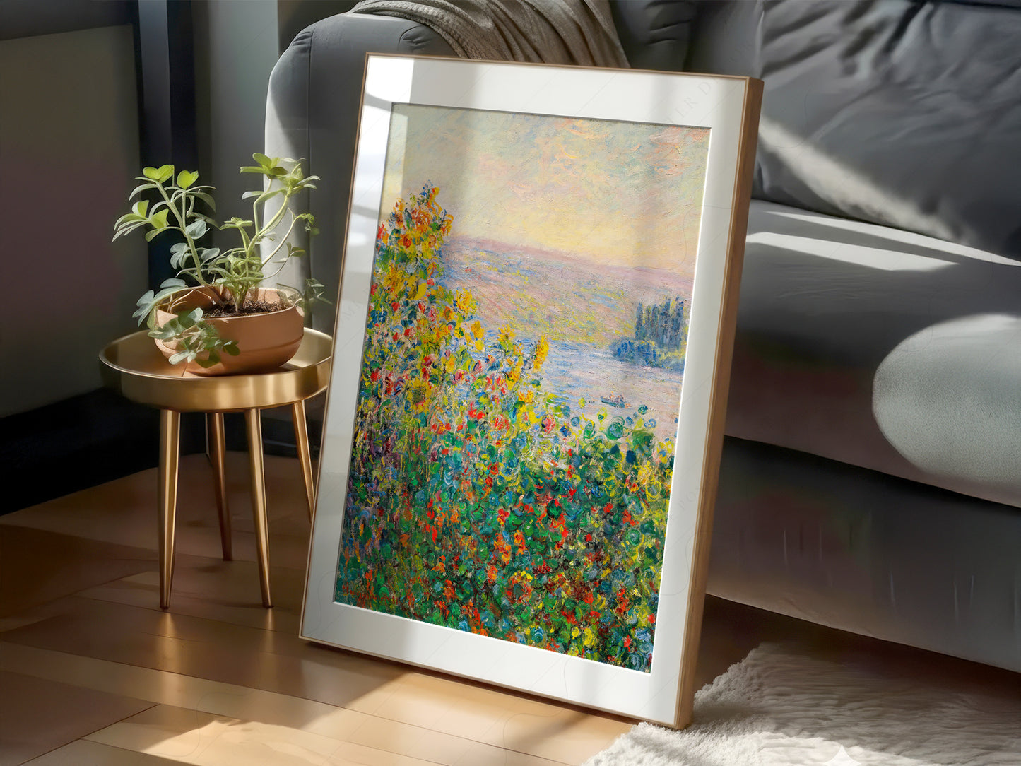 Claude Monet, Flower Beds at Vétheuil, Poppy Field, Famous Painting