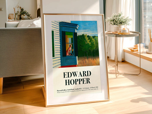 Edward Hopper Cape Cod Morning wall art print displayed in a bright modern living room