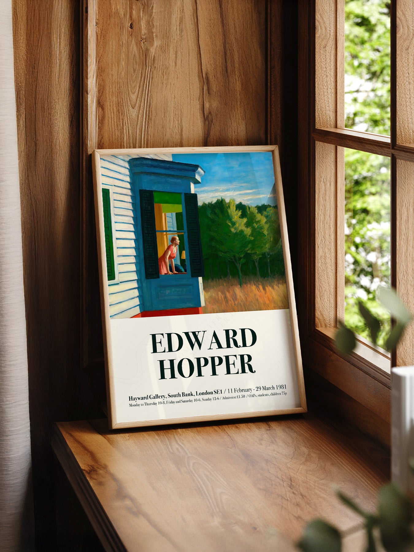 Edward Hopper Cape Cod Morning print styled in a mid-century modern dining room