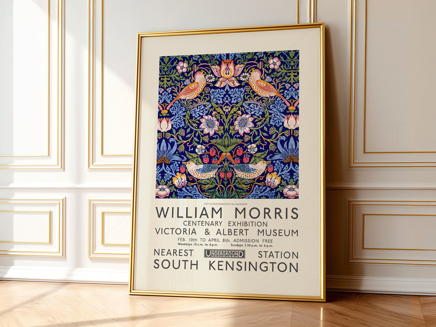William Morris Strawberry Thief as a statement piece in an eclectic gallery wall