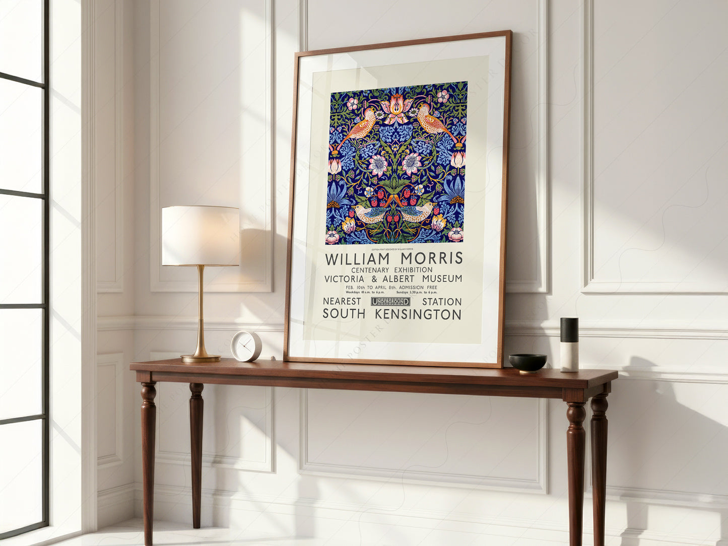 Gallery wall featuring William Morris Strawberry Thief fine art print