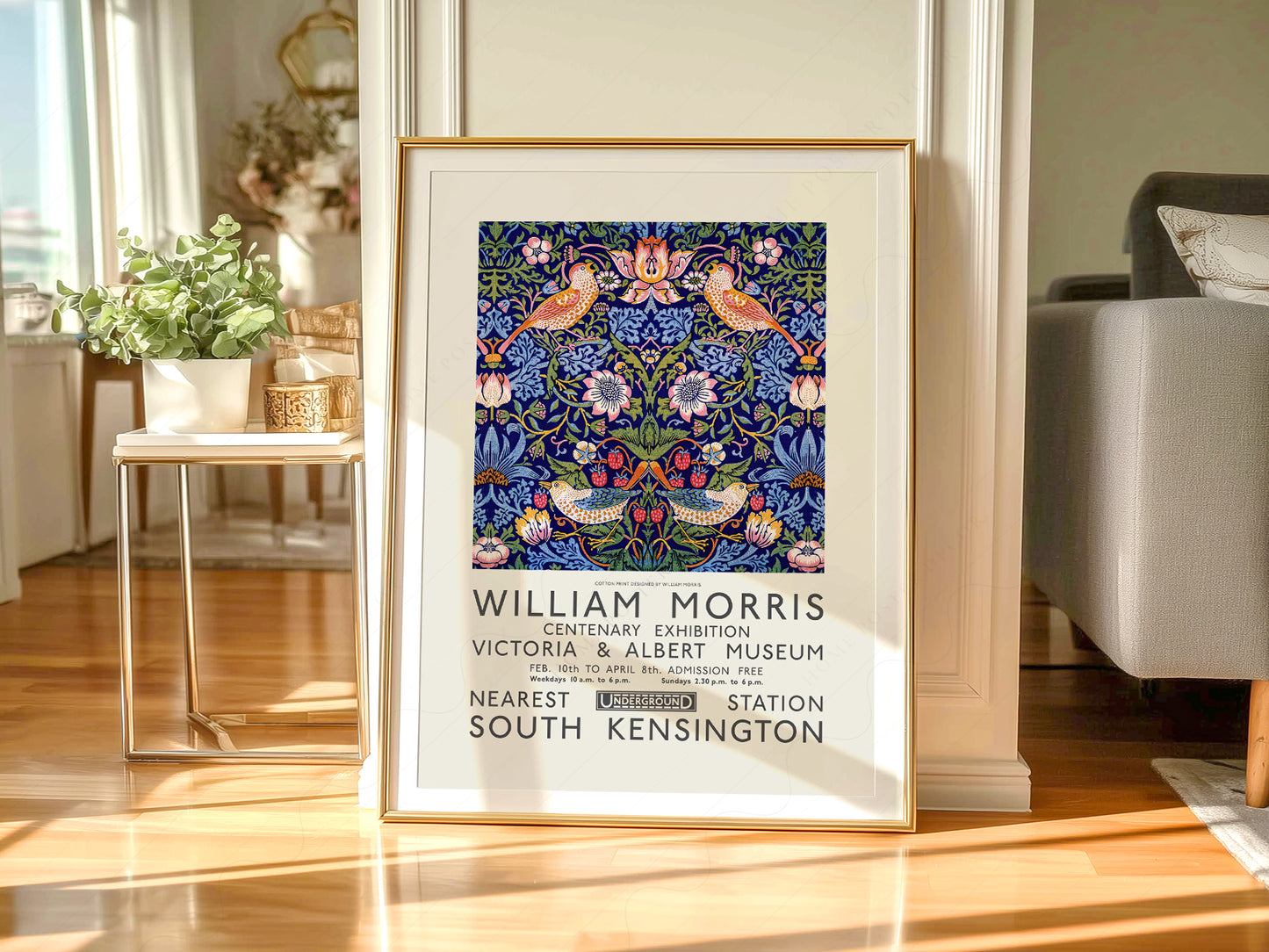 Close-up of William Morris Strawberry Thief archival print on Premium Matte Paper