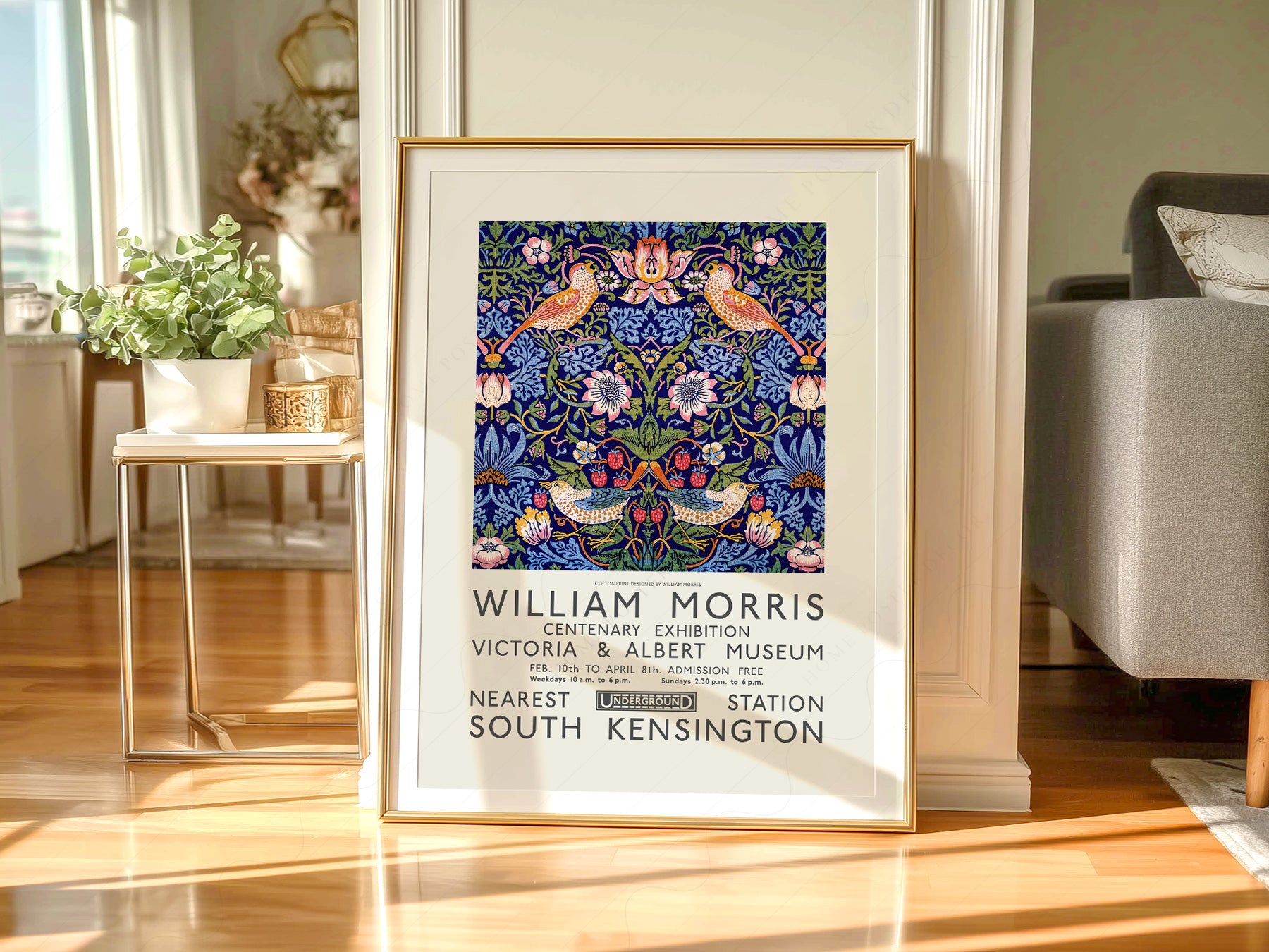 Close-up of William Morris Strawberry Thief archival print on Premium Matte Paper