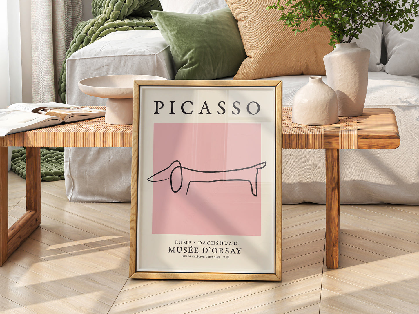 Pablo Picasso Fine Art, Dog dachshund, Pink color