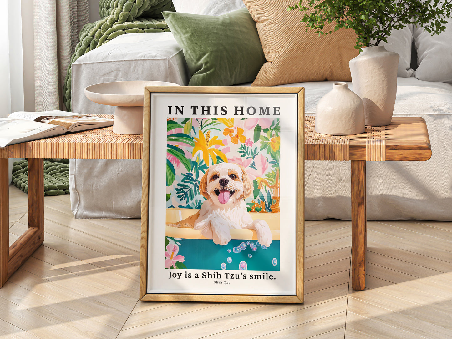Multiple size options for Shih Tzu In This Home wall art print display