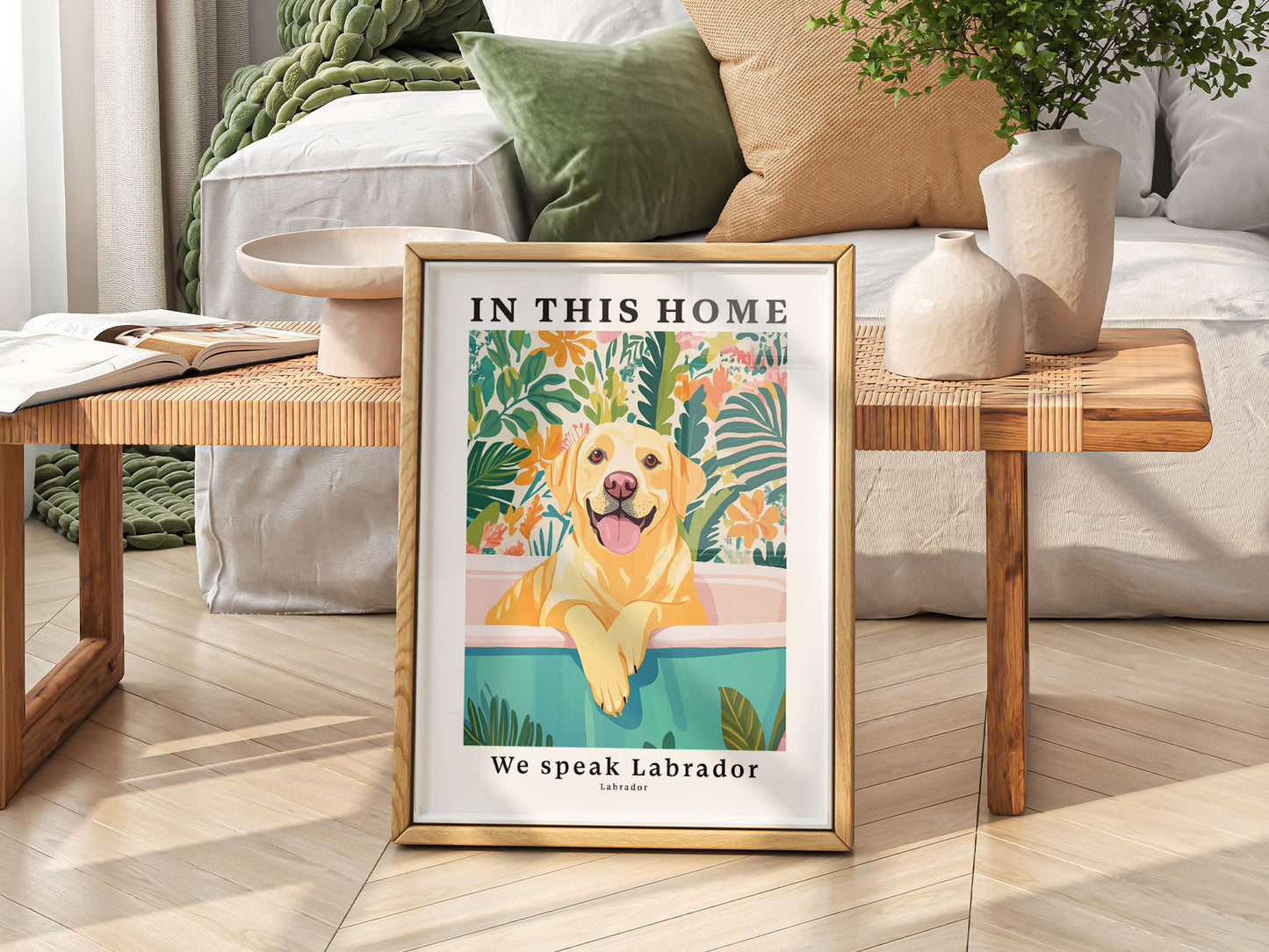 Multiple size options for Labrador Dog wall art print display
