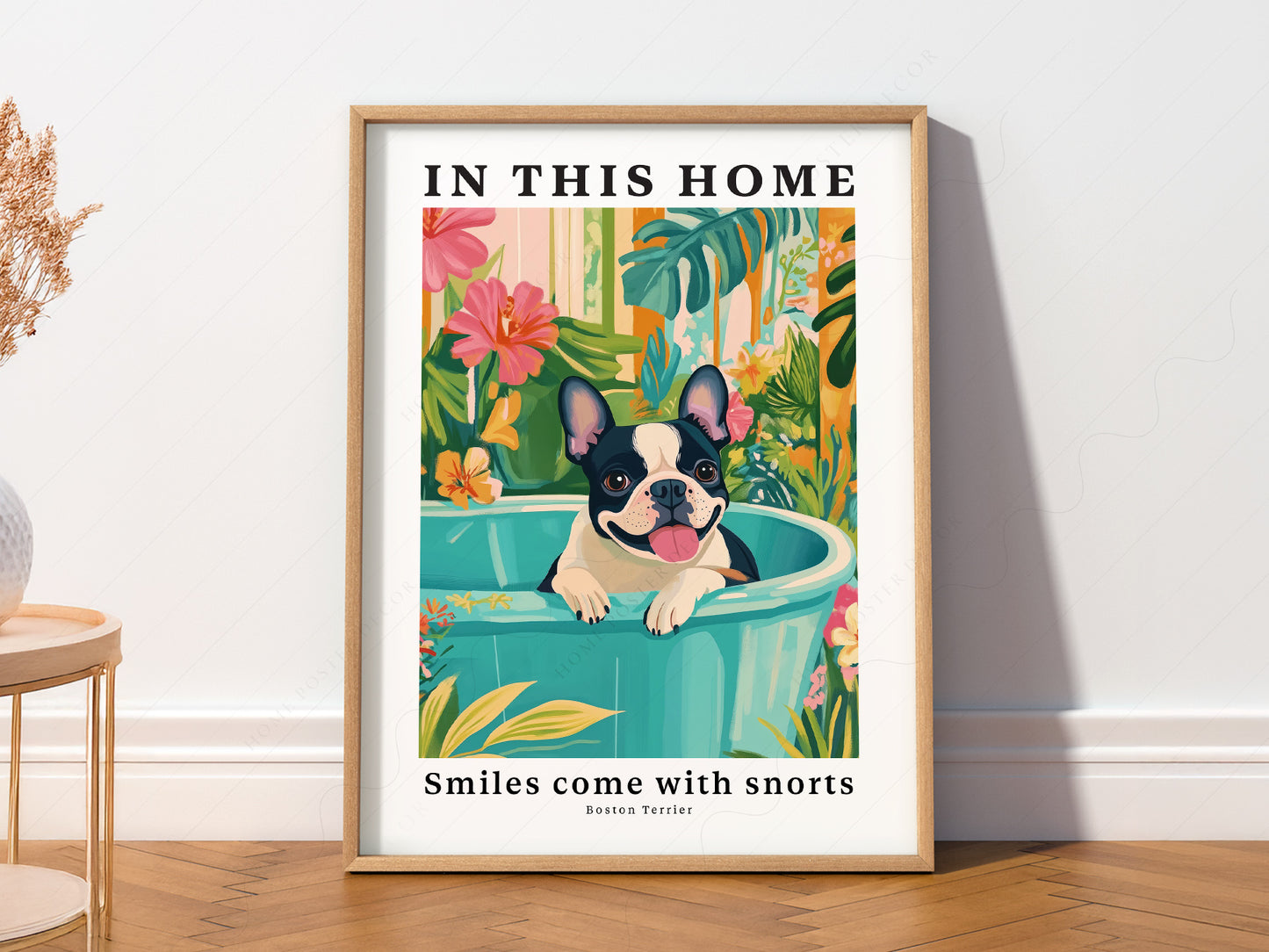 Boston Terrier Wall print on 100% Cotton Matte Paper – texture detail