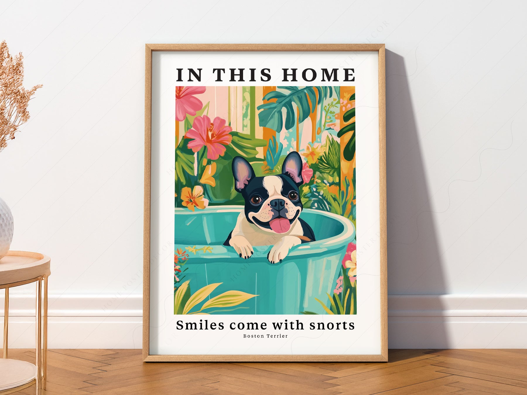 Boston Terrier Wall print on 100% Cotton Matte Paper – texture detail