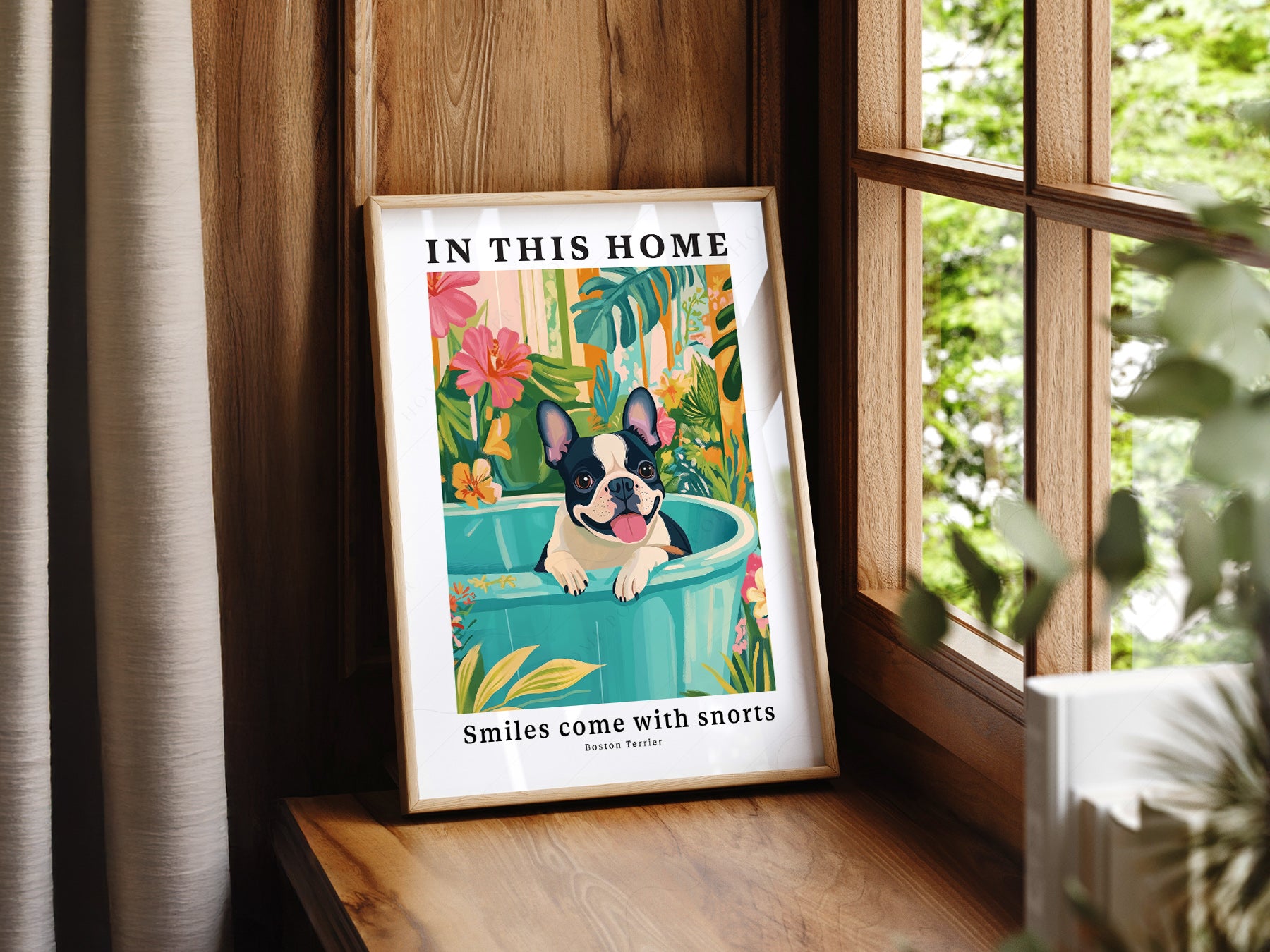 Gallery wall featuring Boston Terrier Wall fine art print