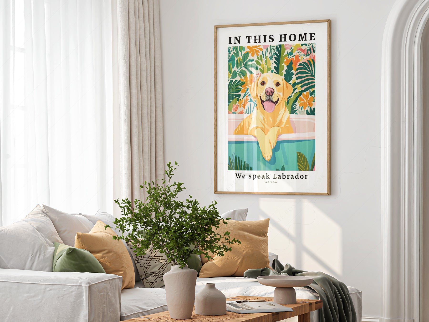 Labrador Dog as a statement piece in an eclectic gallery wall