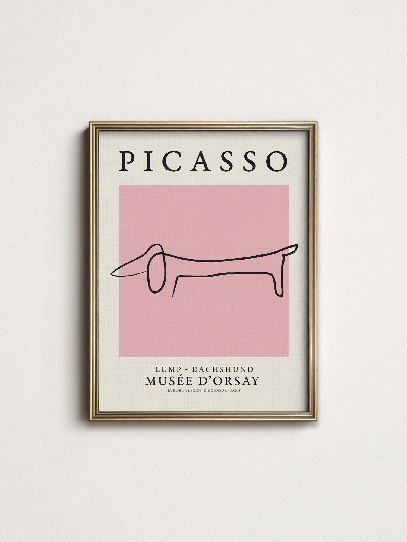 Multiple size options for Pablo Picasso Lump Dachshund Line wall art print display