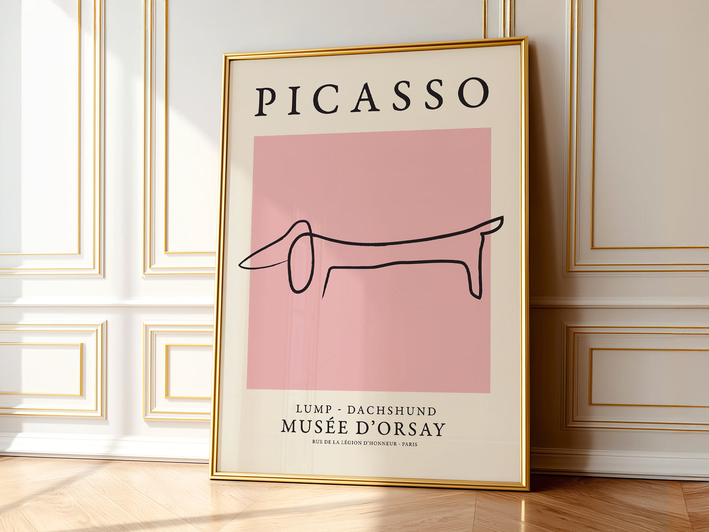 Pablo Picasso Fine Art, Dog dachshund, Pink color