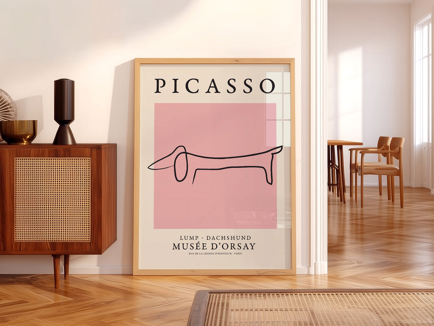 Pablo Picasso Fine Art, Dog dachshund, Pink color