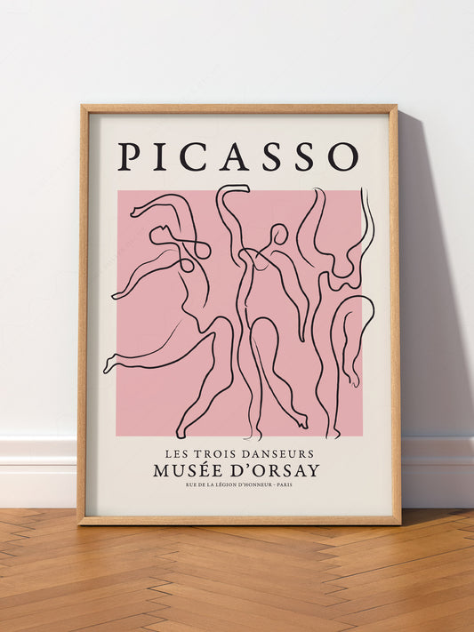 Pablo Picasso Les Trois Danseurs wall art print displayed in a bright modern living room