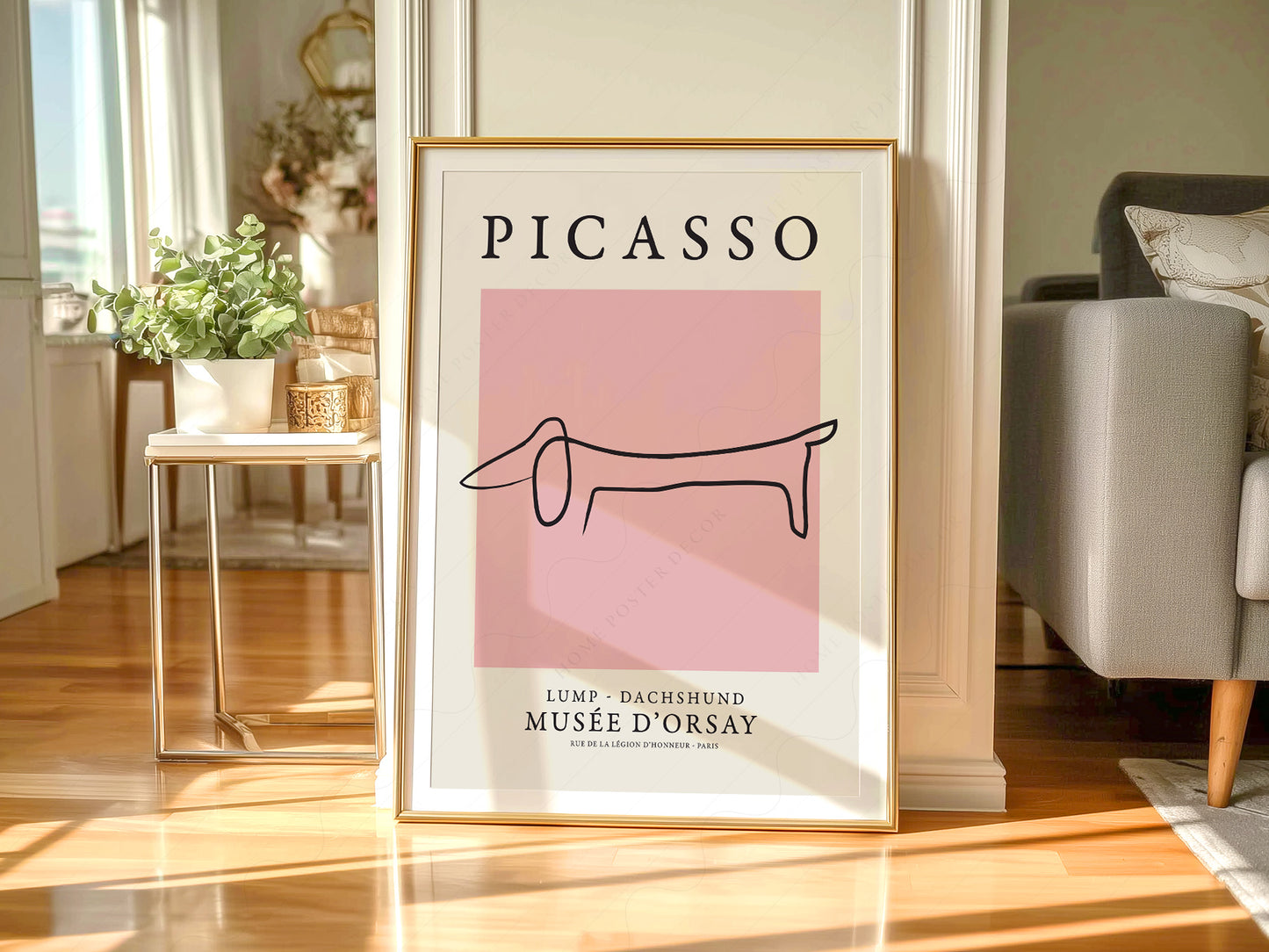 Pablo Picasso Fine Art, Dog dachshund, Pink color