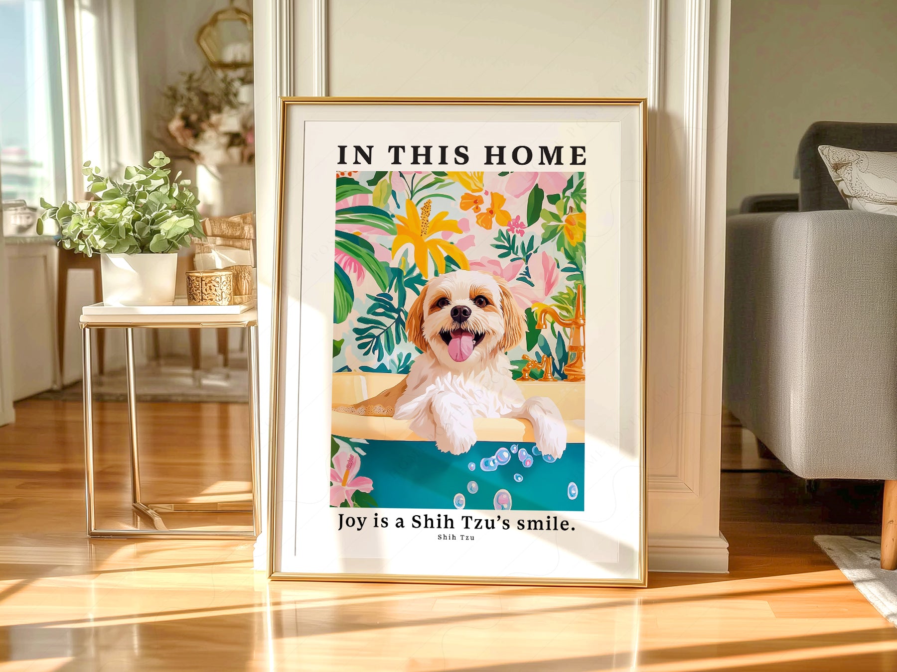Shih Tzu In This Home styled in a Scandinavian bedroom
