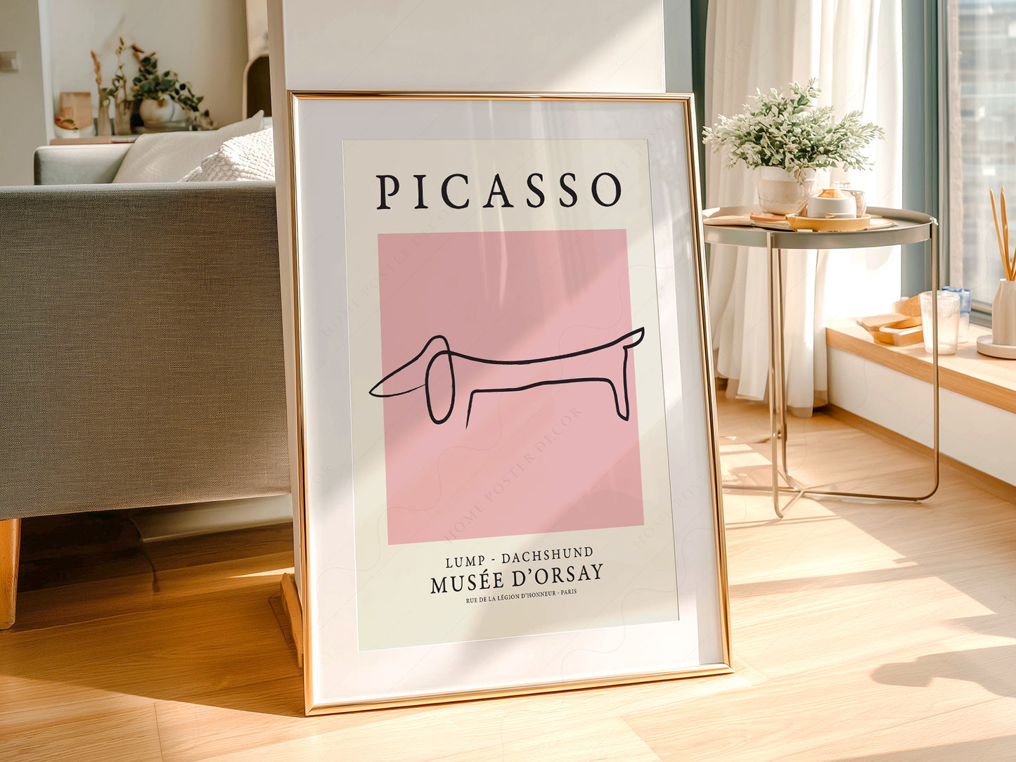 Pablo Picasso Fine Art, Dog dachshund, Pink color