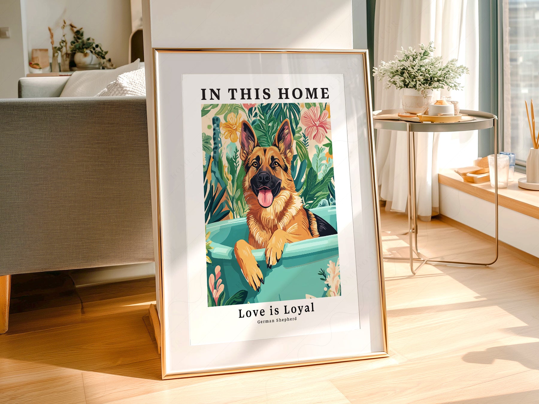 Gallery wall featuring German Shepherd Dog fine art print