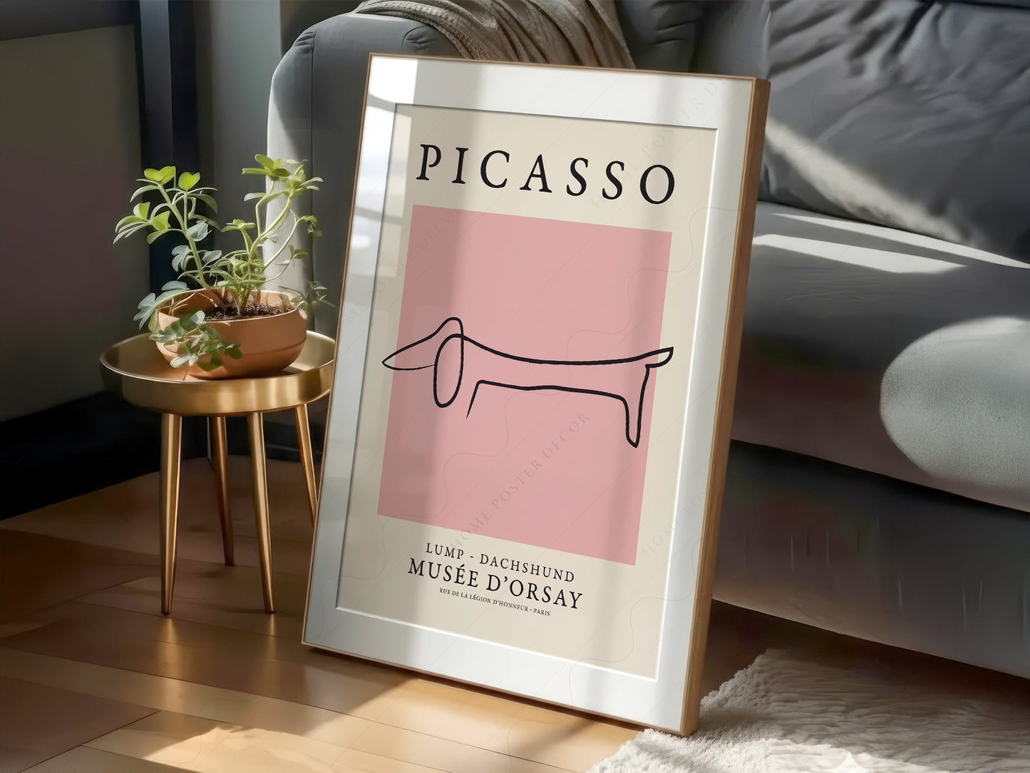 Pablo Picasso Fine Art, Dog dachshund, Pink color