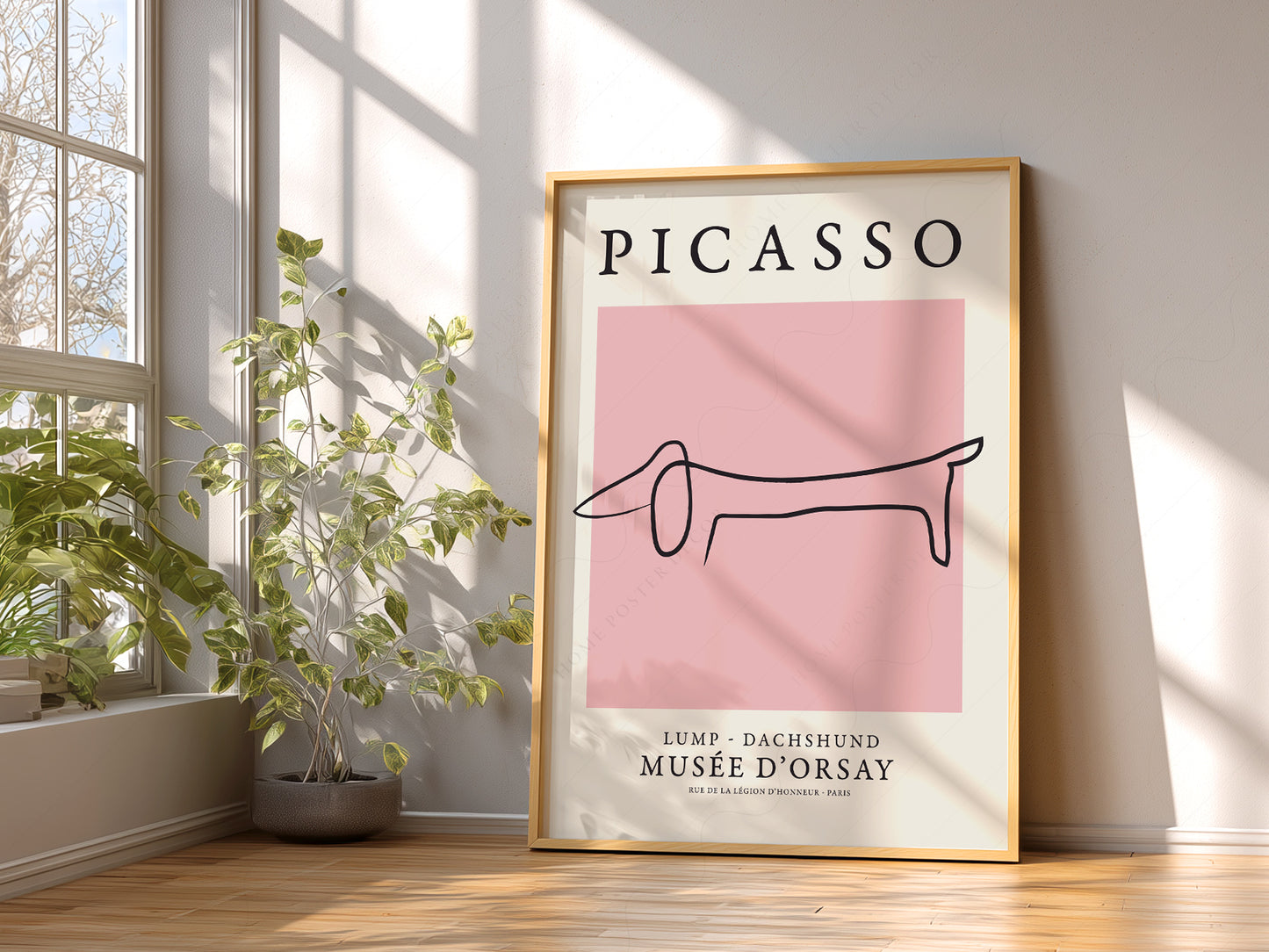 Pablo Picasso Fine Art, Dog dachshund, Pink color