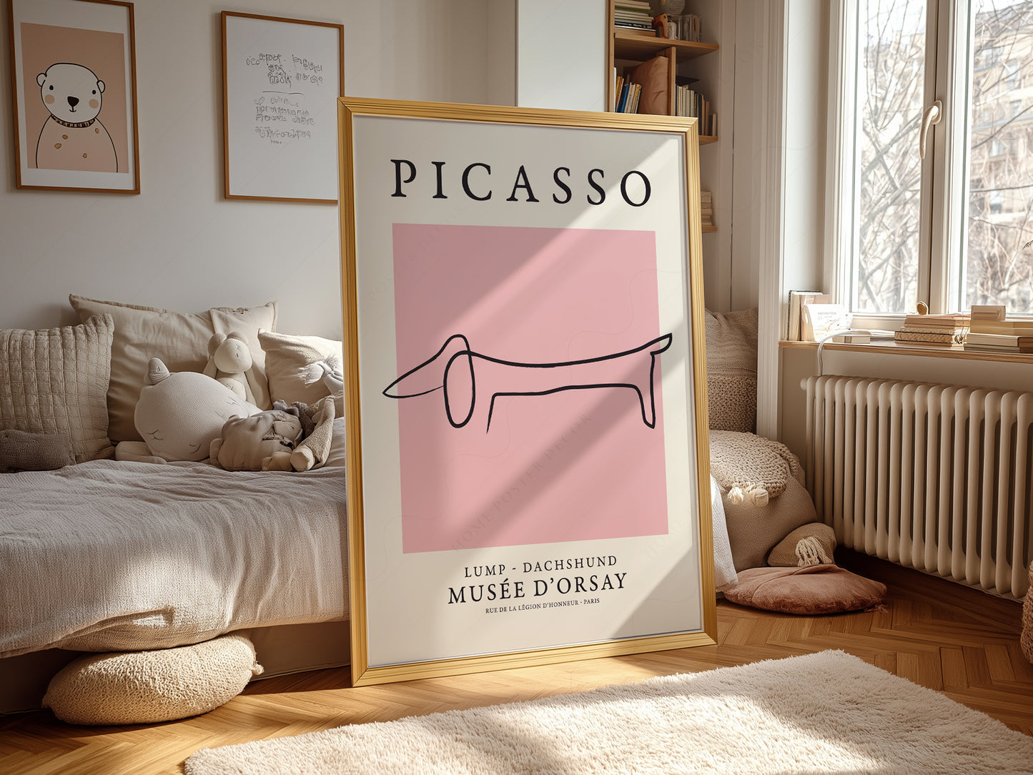 Pablo Picasso Fine Art, Dog dachshund, Pink color